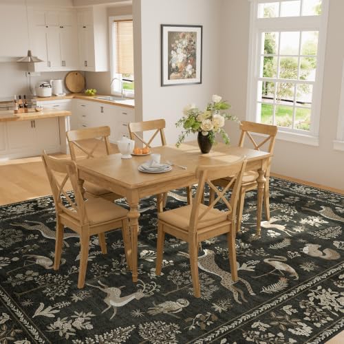 DUKINO 8x10 Area Rugs, Soft Washable Bedroom Rug Non Slip, Charcoal Black - Image 6
