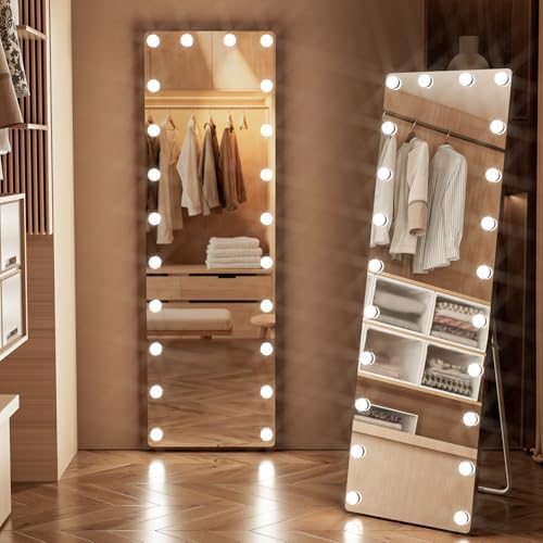 Kosmonia 64"x22" Hollywood Full Length Mirror with Light, 22 Dimmable Bulbs - Image 2