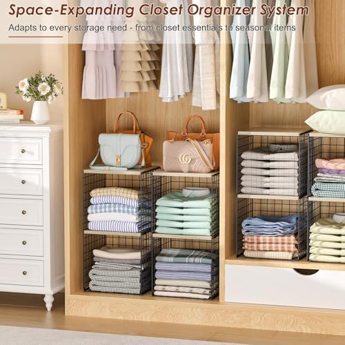 4-Tier Stackable Closet Organizers and Storage, Clothing Cube Shelves - Image 2