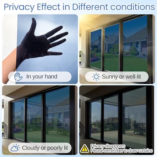 XIAWEI One Way Window Privacy Film with Tools,Blue,29.6"x78.7",Malleable - Image 6