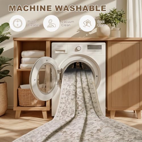 2x3 Area Rugs Living Room: Washable Rug for Bedroom Brown Beige - Image 6