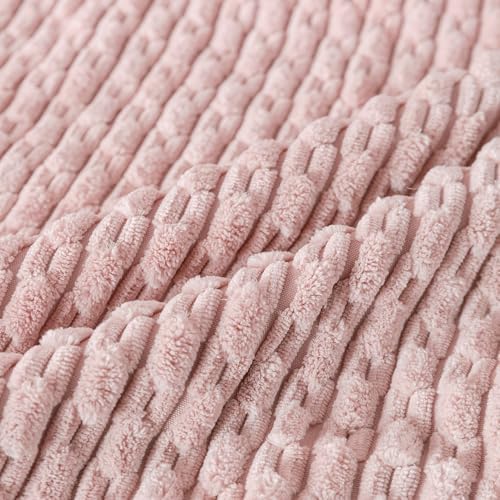 Set of 4 Light Pink Decorative Throw Pillow Covers 26x26 Inch Corduroy Pillow Covers for Bed Couch Sofa Living Room Soft Square Cushion Cases - Image 3