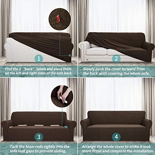 YEMYHOM Couch Cover Latest Jacquard Design High Stretch Sofa Chair Covers for Living Room, Pet Dog Cat Proof Armchair Slipcover Non Slip Magic Elastic Furniture Protector (Small, Dark Coffee) - Image 6