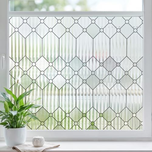 Coavas Reeded Glass Window Privacy Film, 3D Fluted, Clear 35.4"x78.7" by Coavas
