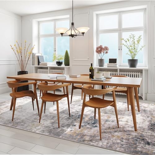 5x7 Area Rugs for Living Room, Machine Washable Rugs Modern Abstract Bedroom Rugs, Soft Non Slip Low Pile Stain Resistant Carpet for Bedroom Under Dining Table Nursery Decor, Grey Gold - Image 4