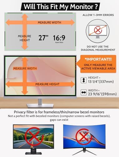 [2 Pack] 27 Inch 16:9 Magnetic Privacy Screen Filter for Frameless Monitor - Image 2