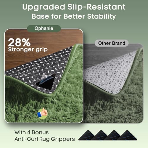 Ophanie Gray Green Rugs for Living Room 5x8,Grass Shag Fluffy Large Fuzzy Plush Soft Carpets,Floor Shaggy Area Rugs for Bedroom,Carpet for Kids Boys Girls Dorm Decor with Over 99 pcs Pile fibers - Image 4