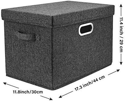 TYEERS Large Storage Bins with Lids, Collapsible, Washable, Fabric Storage Boxes for Organizing, 17.3x11.8x11.4 inches, 2 Pack, Black - Image 2