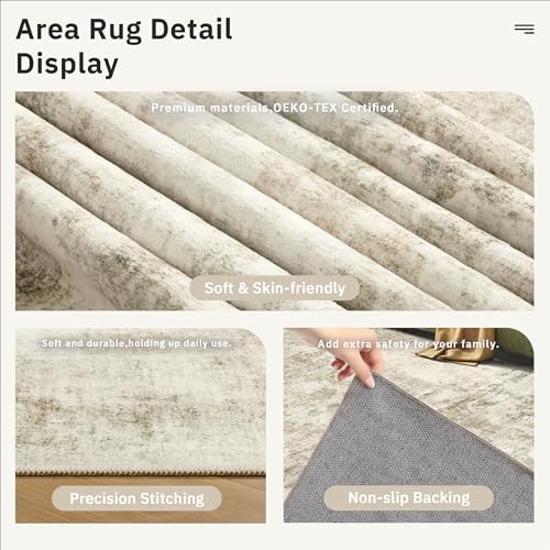 Soalmost Abstract Runner Rug 2x8 Hallway Kitchen Runners Beige/Gray - Image 6