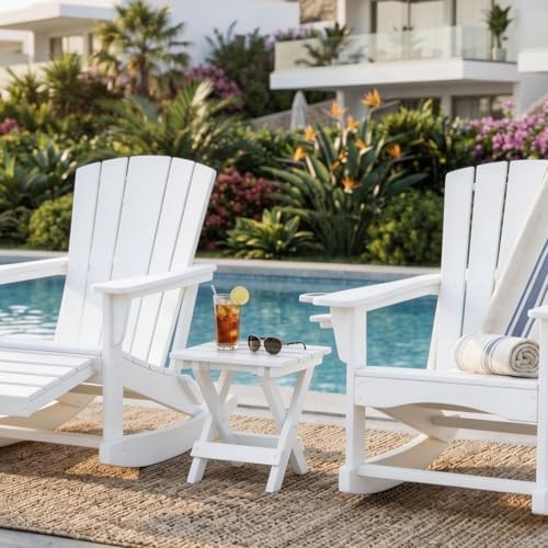 Folding Outdoor Side Table,Small HDPE Patio Table,All-Weather Compact Portable End Table for Patio,Porch,Pool,White,11.8" D x 15.7" W x 15.7" H - Image 6