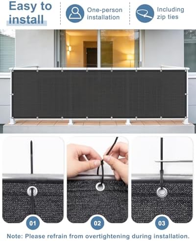 Balcony Privacy Screen Fence UV Protection, Customized 3'x31' Black - Image 5