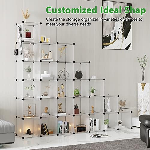 C&AHOME 30-Cube Shelf, Plastic Cube Storage Organizer, DIY Bookshelf White - Image 4