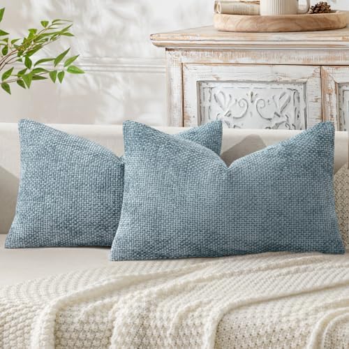 MIULEE Decorative Lumbar Throw Pillow Covers 12x20 Inch Coastal Blue 2 Pack by MIULEE