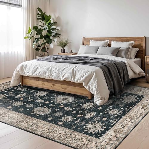 Rugxara Black 6x9 Area Rugs Washable Rug for Living Room Dining Bedroom - Image 3