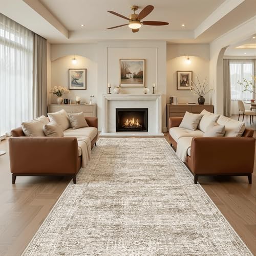 Soalmost Washable 4x12 Hallway Runner Rug Non-Slip Kitchen Entry Rugs Brown by Soalmost