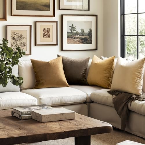 MIULEE Velvet Throw Pillow Covers 16x16 Inch Pack of 2 Chocolate - Image 2