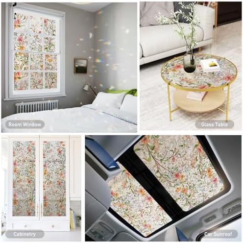 Kromapolis Window Privacy Film Floral Decorative Stickers, 17.5" x 78.7" - Image 5