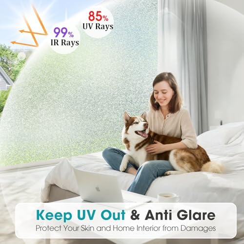 Coavas Frosted Glass Window Privacy Film, Static Cling, Clear 45.2"x314.9" - Image 3