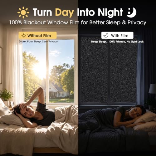 Coavas Blackout Window Film Room Darkening 100% Light Blocking,23.6"x118.1" - Image 3