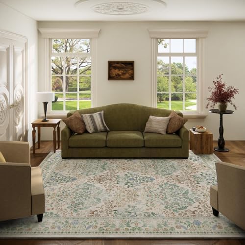 Washable Area Rugs for Living Room: 5x7 Bedroom Rug Vintage Area Rug Stain Resistant Non Slip Low Pile Lightweight Soft Carpets for Dining Room Kitchen Nursery Kids Room Playroom Home Office Indoor by palohom