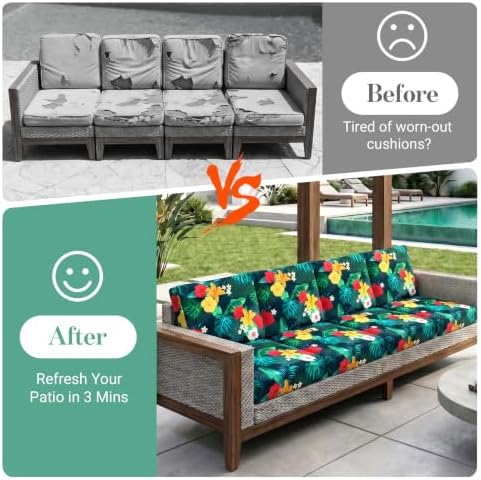 8Pcs Patio Cushion Covers Stretch Outdoor Furniture Protector Slipcovers - Image 4