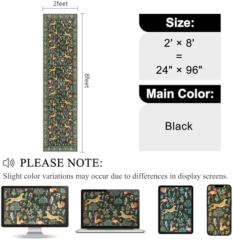 DUKINO 2x8 Washable Runner Rug, Non Slip Animal Kitchen Runner Rug, Black - Image 2