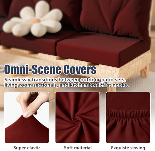 8Pcs Outdoor Cushion Covers, Stretch Patio Furniture Couch Chair Slipcovers - Image 4