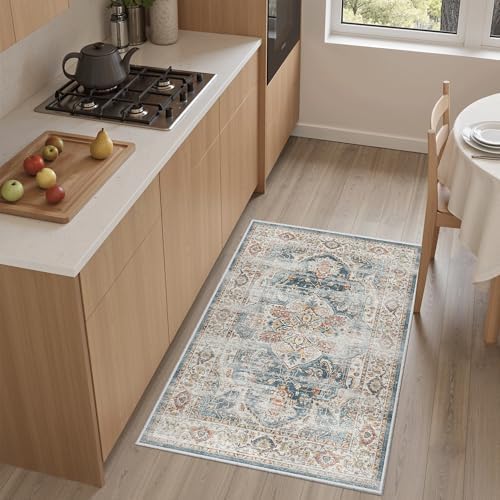 Madane Washable Area Rug 2x3 Small Entryway Rugs Non-Slip, Navy - Image 2