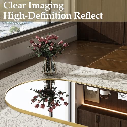 57" x 20" Arched Full Length Mirror - Wall Mounted/Floor Mirror Aluminum Alloy Frame Full Body Mirrors for Bathroom Living Room Bedroom and Entryway,Gold - Image 4