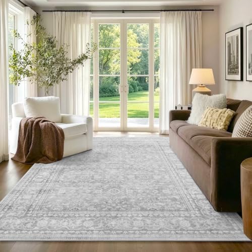 5x7 Ft Area Rugs for Living Room, Soft Non-Slip Machine Washable Rug, Vintage Stain Resistant Carpets for Bedroom Nursery Dining Room Home Decor (Grey) - Image 2