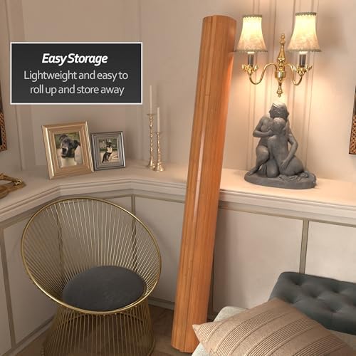 Red Lantern 6 ft. Tall Bamboo Wave Screen - Natural - Image 5