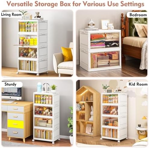 CTSNSLH 4 Tier Plastic Storage Bins with Lid 32QT - Stackable Storage Bins - Image 4