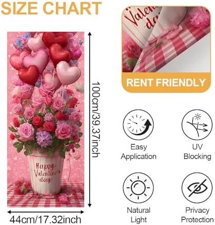 Cmialusie Valentine Heart Window Film 39.3 x 17.3 Inch Cling - Image 5
