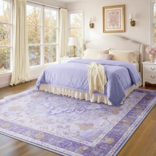 RELEANY Washable Area Rug, Square 10'x10', Purple - Image 4