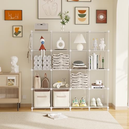 AWTATOS Cube Storage Organizer, 16 Cube Closet Organizers, Clear - Image 2