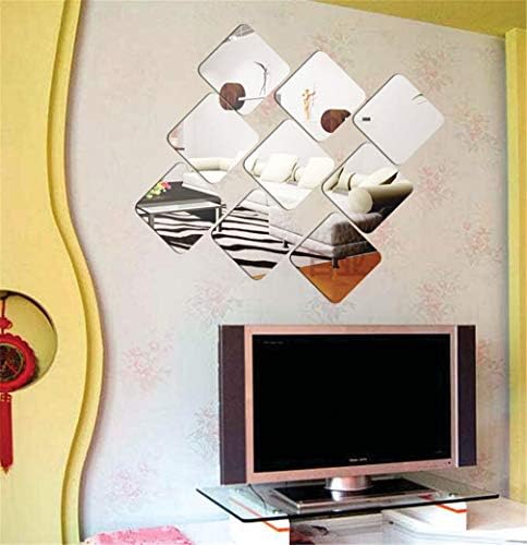 12PCS 3D Square Acrylic Mirror Wall Stickers - DIY Art Sheet Plastic Removable Tiles for Bathroom, Bedroom, Living Room, TV Background Decoration (Square) - Image 6
