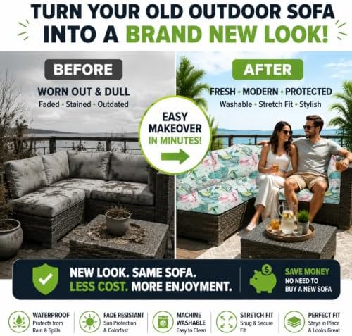 8 Pcs Outdoor Cushion Covers, Patio Sofa Cushion Covers Replacement - Image 3