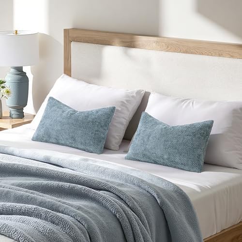 MIULEE Decorative Lumbar Throw Pillow Covers 12x20 Inch Coastal Blue 2 Pack - Image 3