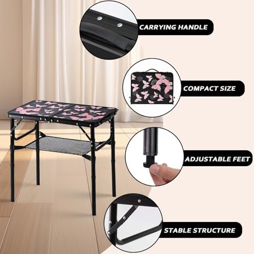 YihuiKo Small Camping Table, Vintage French Butterfly Pattern Folding Table - Image 5
