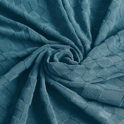 ZNSAYOTX 1 Piece Stretch Sofa Covers for 3 Cushion Couch (72"-90"), New Plaid Couch Cover with Non-Slip Buckle for Dog Pets, Ultimate Soft Cozy Washable Sofa Slipcover Form Fit Protector, Teal - Image 7