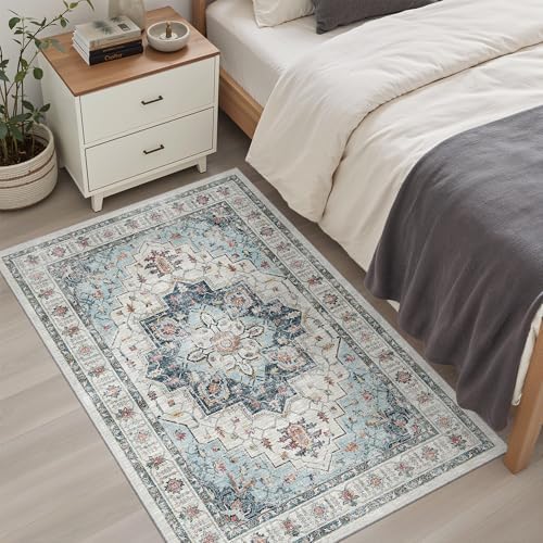 Madane Washable Entry Rug 3x4 Area Rugs for Entryway Kitchen, Blue - Image 3