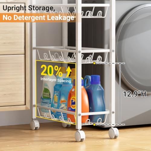 AOODA 4 Tier Laundry Room Cart with Top Detergent Holder, White - Image 4