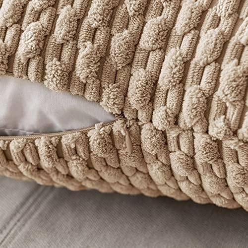 MIULEE Lumbar Decorative Throw Pillow Covers 12x20 Neutral Tan Corduroy - Image 3