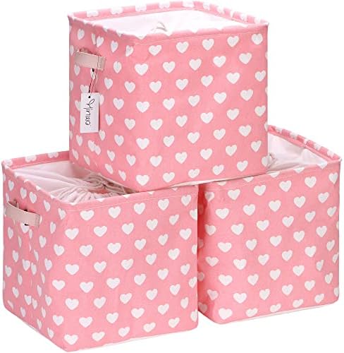 Hinwo Collapsible Canvas Storage Cubes with Handles, 11-Inch, 3-Pack by Hinwo