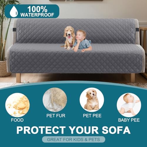 Turquoize 100% Waterproof Futon Cover Slipcover Armless Sofa Protector - Image 2