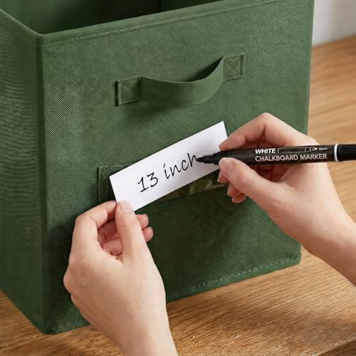 Storage Bins,13" Cube Storage Bin with Labels,10pcs,Dark Green - Image 4