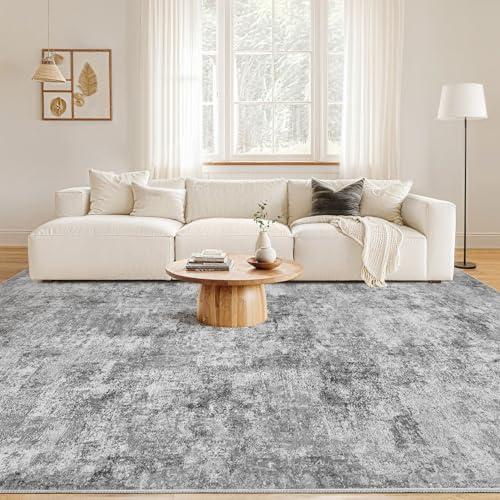 Nakagishi 8x10 Area Rugs Living Room: Washable Abstract Large Neutral Soft Rug Stain Resistant Modern Indoor Floor Non-Slip Carpet for Bedroom Nursery Kids Playroom Office Dining Room Dorm- Grey - Image 4