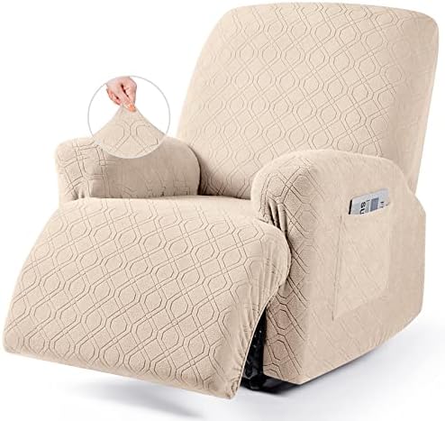 VANSOFY Oversized Stretch Recliner Chair Cover, Cream, 1 Seater by VANSOFYFURNITURECOVERS