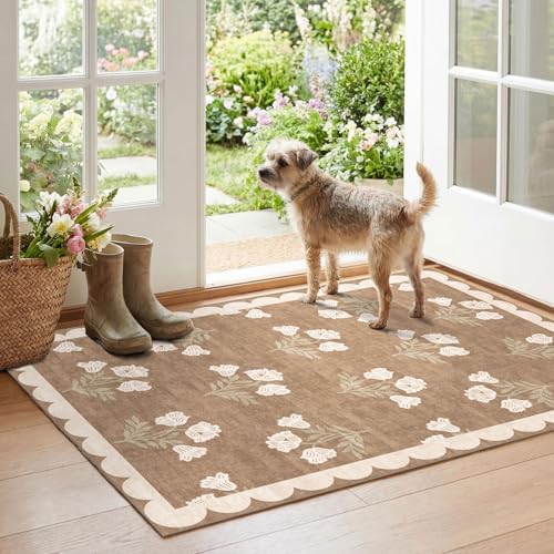 Floral Outdoor Rugs, 28"x43" Front Door Mat Indoor Outside Entrance by Othilic