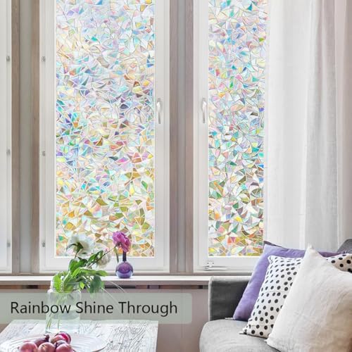Finnez Window Privacy Film, Stained Glass Rainbow, 17.5" x 157.4" - Image 2